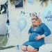 Vestido para baby shower de futura mamá